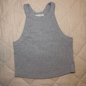 Truly Madly Deeply Light Gray Ribbed Cropped Tank